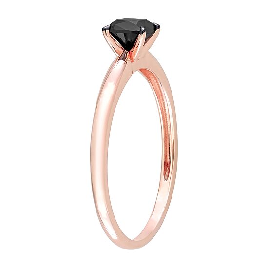 Midnight Black Womens 1/2 CT. Natural Black Diamond 14K Gold Cushion Solitaire Engagement Ring