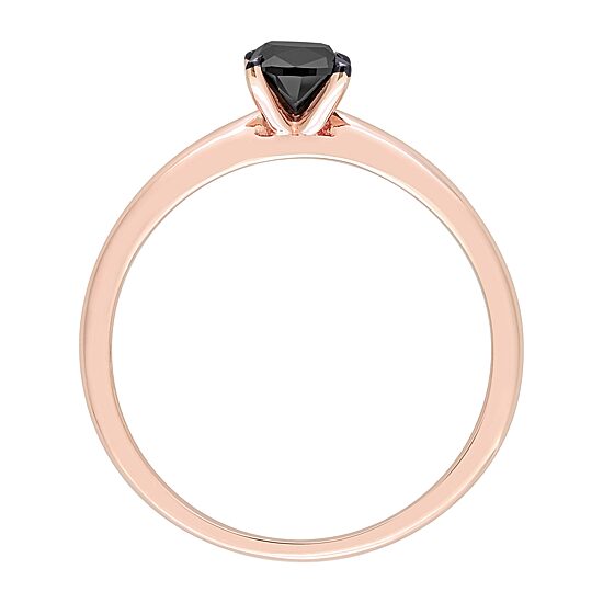 Midnight Black Womens 1/2 CT. Natural Black Diamond 14K Gold Cushion Solitaire Engagement Ring