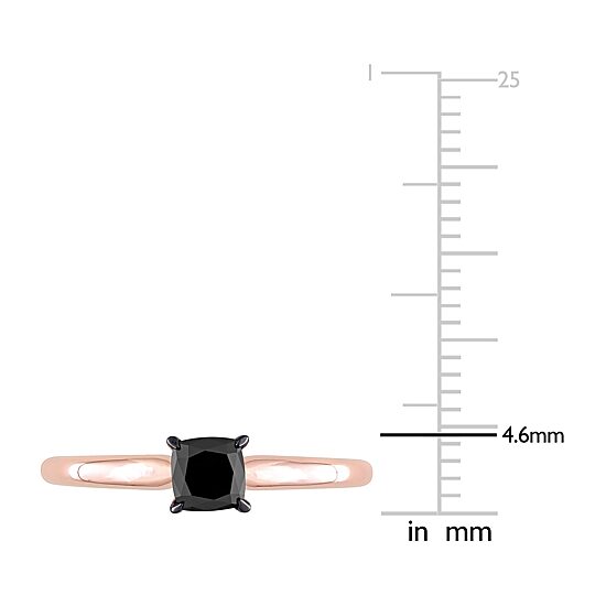 Midnight Black Womens 1/2 CT. Natural Black Diamond 14K Gold Cushion Solitaire Engagement Ring