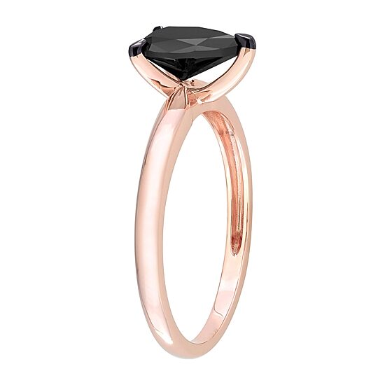 Midnight Black Womens 1 CT. Natural Black Diamond 14K Gold Pear Solitaire Engagement Ring