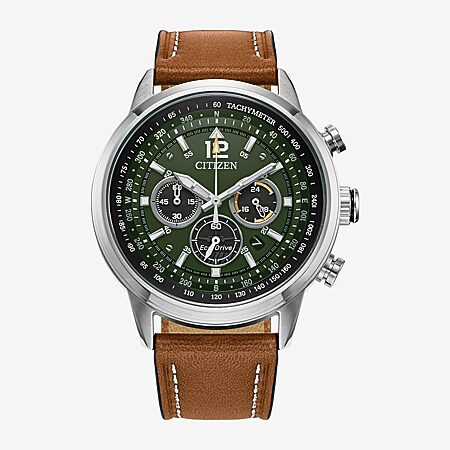 Citizen Promaster Mens Atomic Time Brown Leather Strap Watch