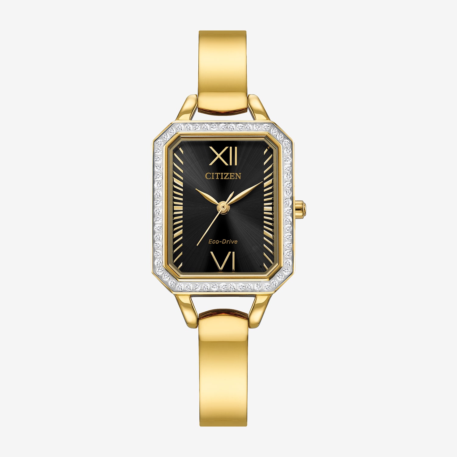 Citizen Womens Crystal Accent Gold Tone Stainless Steel Bracelet Watch Em0982-54e