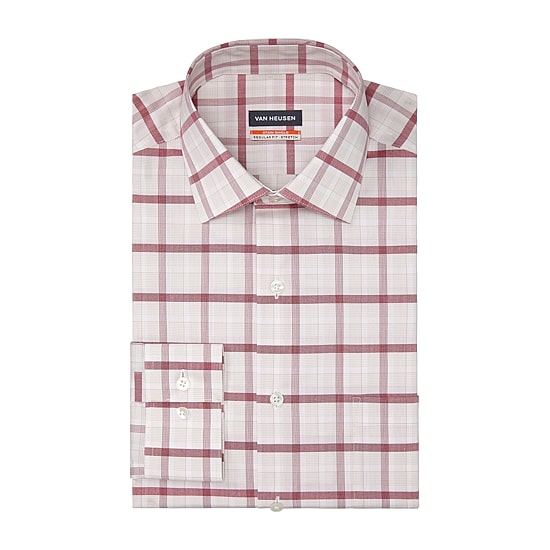 Van Heusen Stain Shield Mens Regular Fit Stretch Fabric Wrinkle Free Long Sleeve Dress Shirt