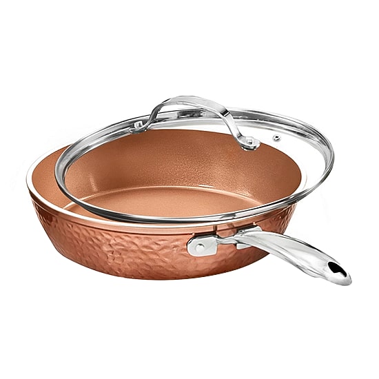 Gotham Steel Hammered Copper 12” Nonstick Fry Pan with Lid