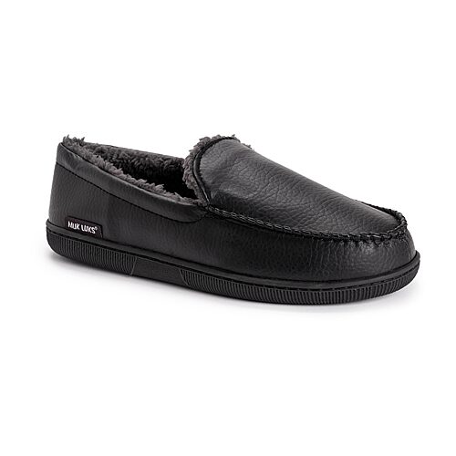 Muk Luks Mens Moccasin Slippers, Medium, Black