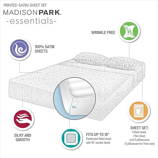 Madison Park Essentials Printed Satin Sheet Set