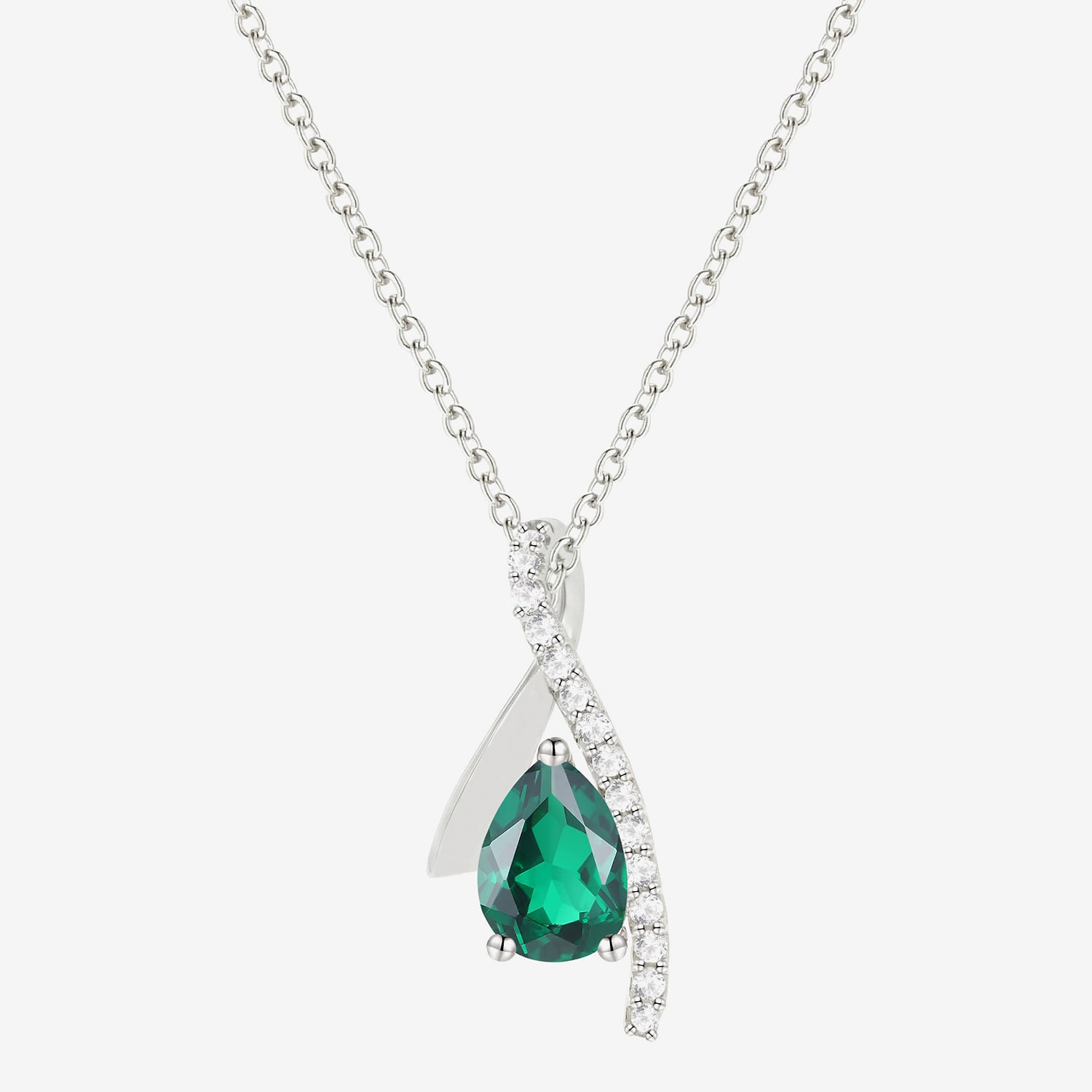 Womens Lab Created Gemstone Sterling Silver Pear 18 Inch Pendant Necklace