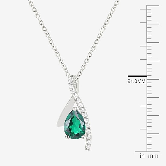 Womens Lab Created Gemstone Sterling Silver Pear 18 Inch Pendant Necklace