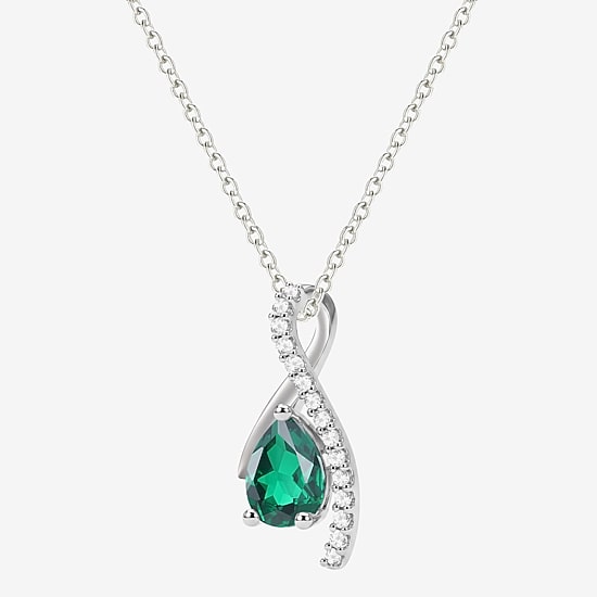 Womens Lab Created Gemstone Sterling Silver Pear 18 Inch Pendant Necklace
