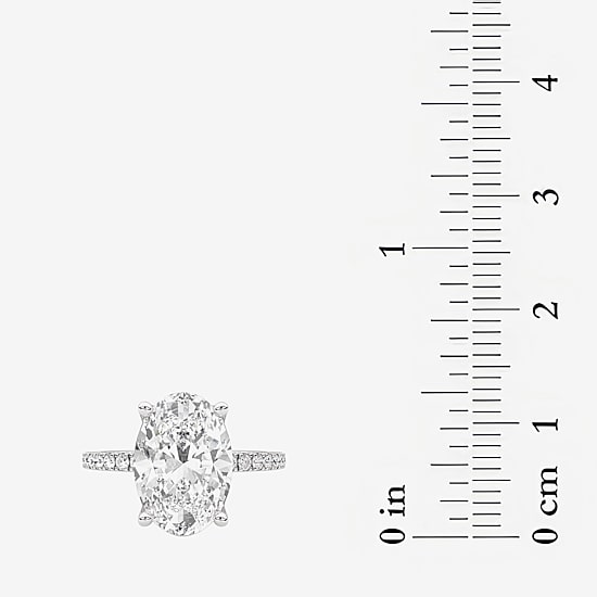 Grown Gorgeous (F / Vs2) Womens 4 CT. T.W. Lab Grown White Diamond 14K Gold Oval Side Stone Engagement Ring