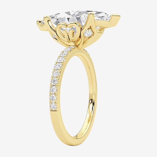 Grown Gorgeous (F / Vs2) Womens 4 7/8 Ct. T.W. Lab Grown White Diamond 14K Gold Marquise Side Stone Engagement Ring