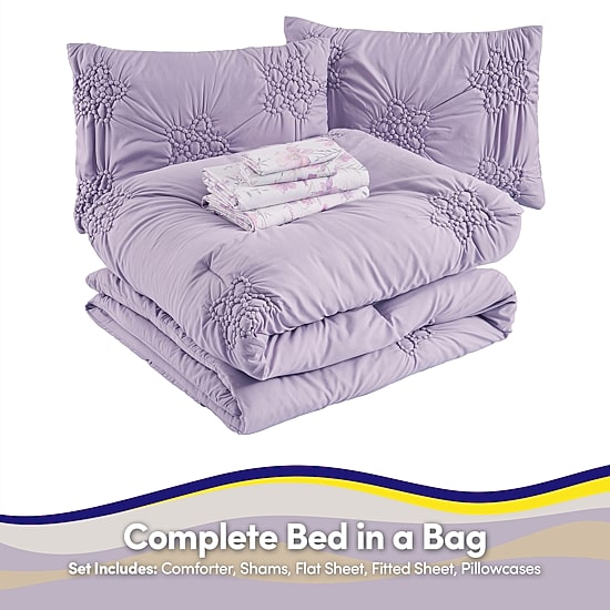 Sweet Home Collection Pintuck Floral Kids Bedding Set Down Alternative Comforter Set