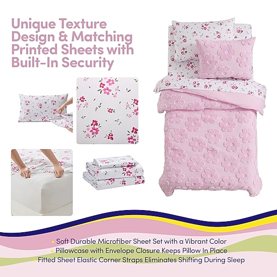 Sweet Home Collection Pheobe Floral Kids Bedding Set Down Alternative Comforter Set