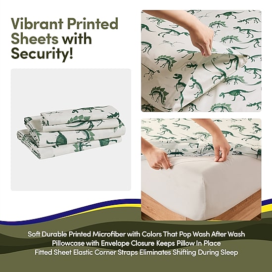 Sweet Home Collection Dino Den Cozy Kids Bedding Set Down Alternative Comforter Set
