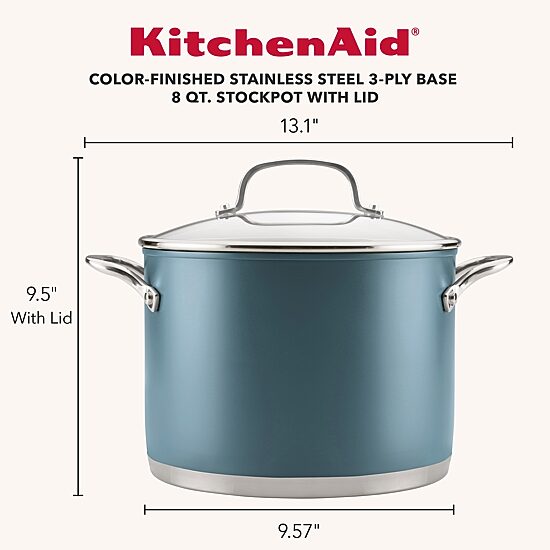 KitchenAid Color-Finished Stainless Steel 3-Ply Base 8-qt. Stockpot