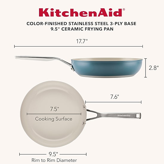 KitchenAid Color-Finished Stainless Steel 3-Ply Base 9.5" Frying Pan