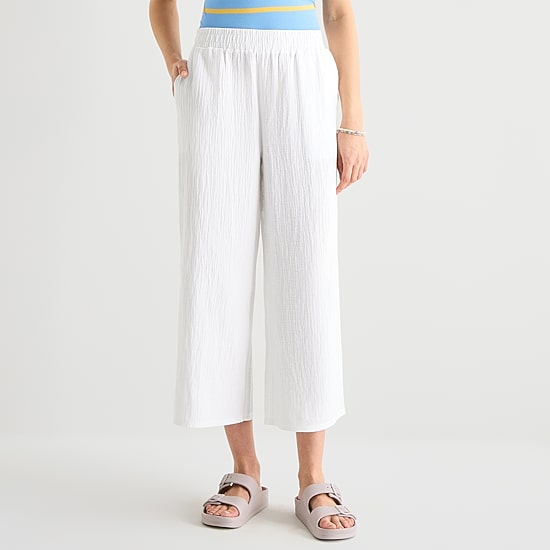 Hurley Womens Juniors Wide Leg Mid Rise Pull-On Pant