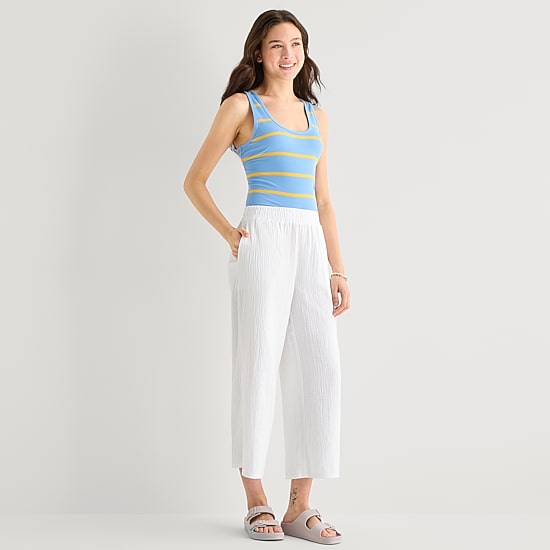 Hurley Womens Juniors Wide Leg Mid Rise Pull-On Pant