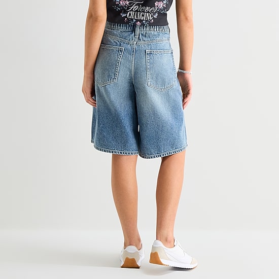 Arizona Curvy Womens 12" Mid Rise Juniors Denim Short