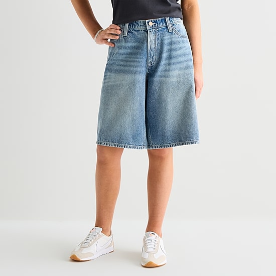 Arizona Curvy Womens 12" Mid Rise Juniors Denim Short
