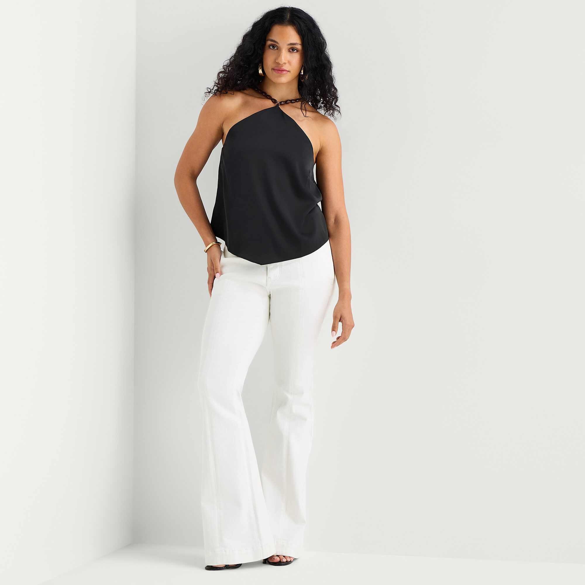 Bold Elements Womens Halter Neck Sleeveless Satin Blouse