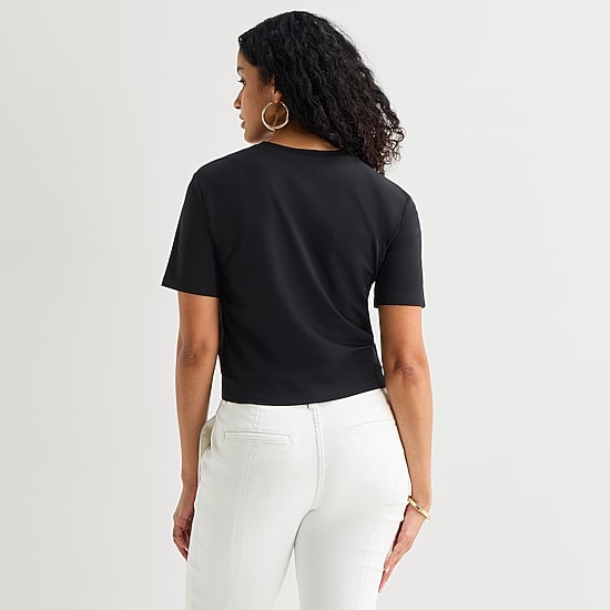 Bold Elements Womens Crew Neck Short Sleeve Crop T- Shirt