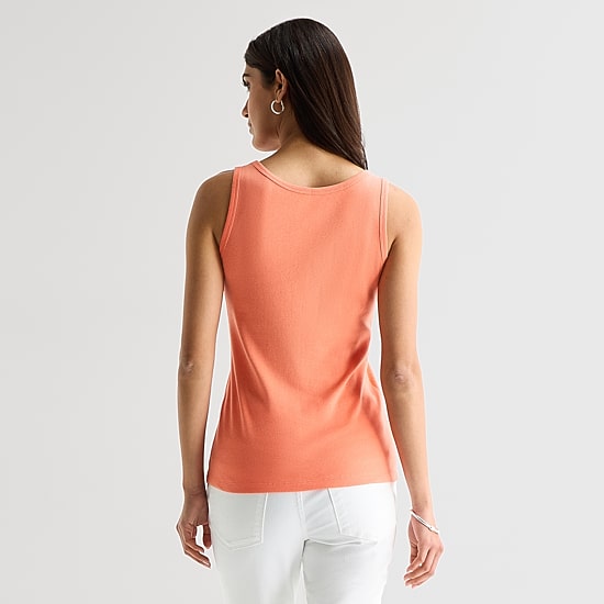 St. John's Bay Womens Scoop Neck Sleeveless Tank Top