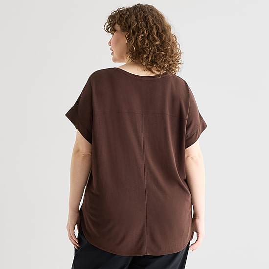 Stylus Womens Plus Crew Neck Short Sleeve T-Shirt