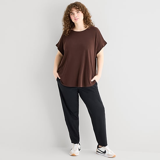 Stylus Womens Plus Crew Neck Short Sleeve T-Shirt
