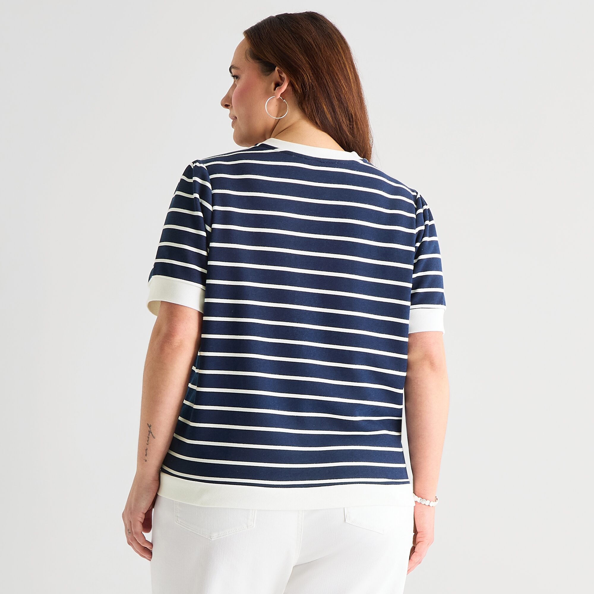 St. John's Bay Womens Plus Crew Neck Short Sleeve Blouse