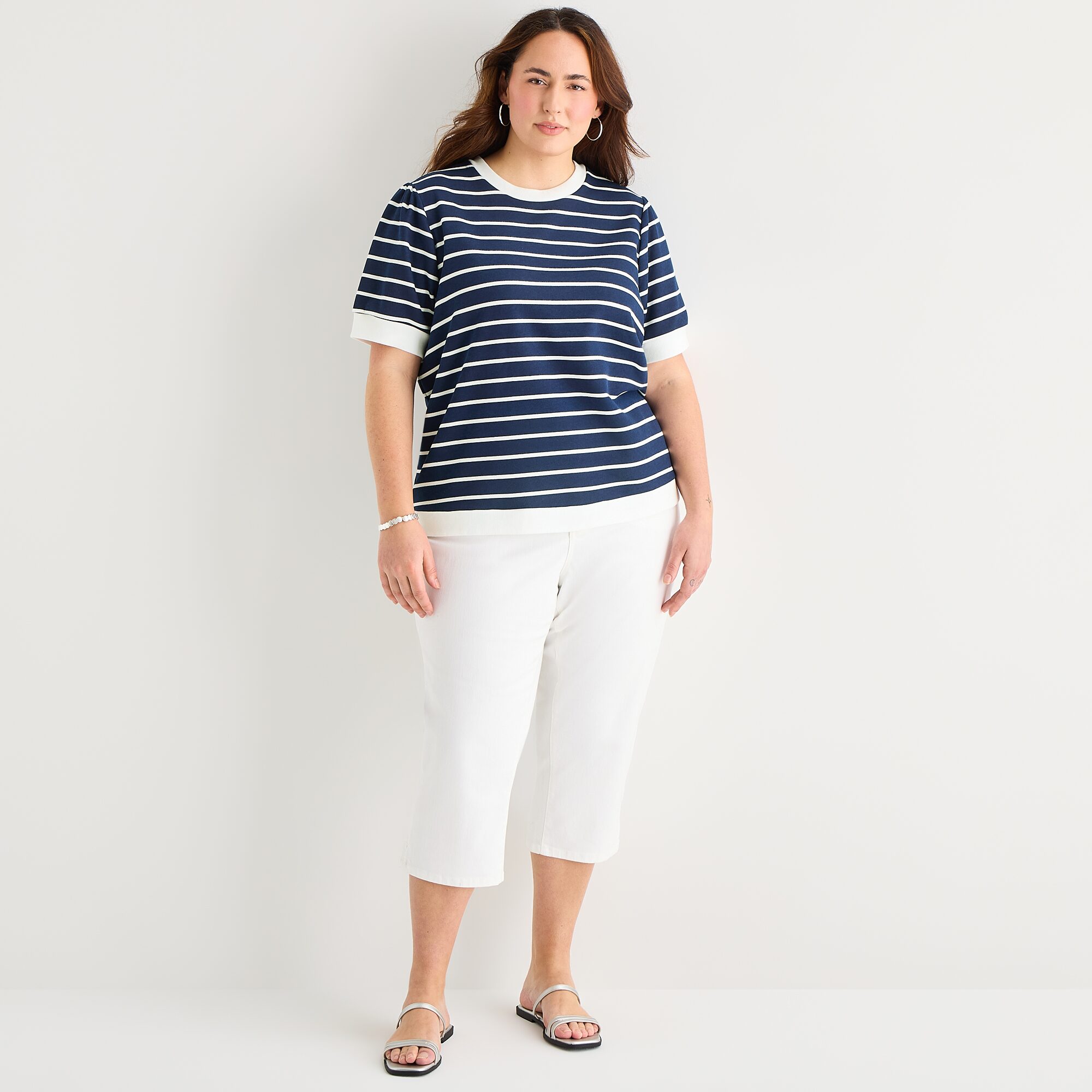 St. John's Bay Womens Plus Crew Neck Short Sleeve Blouse