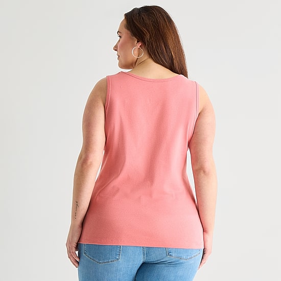 St. John's Bay Womens Plus Scoop Neck Sleeveless Tank Top