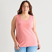 St. John's Bay Womens Plus Scoop Neck Sleeveless Tank Top