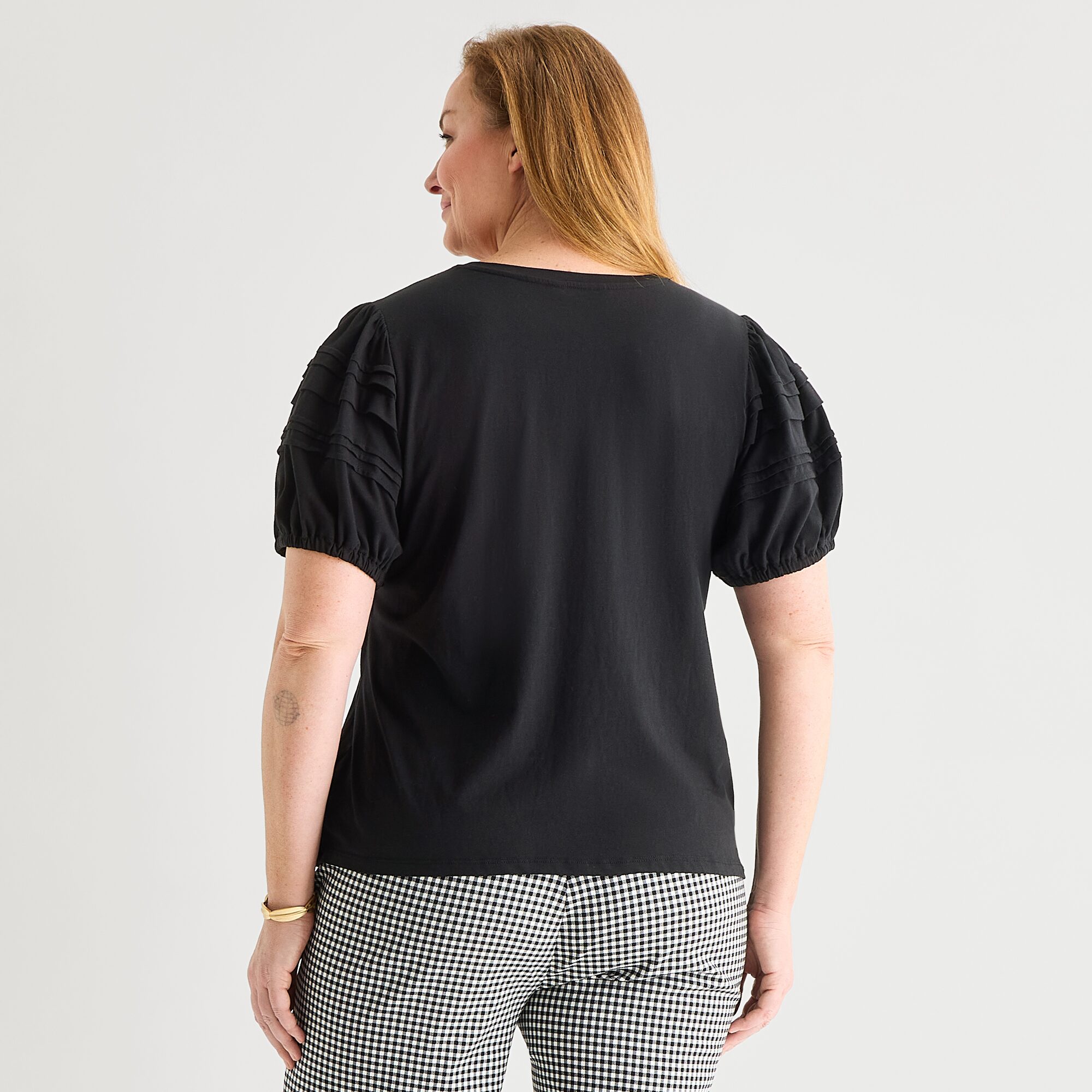 Liz Claiborne Womens Plus Round Neck Short Sleeve Blouse