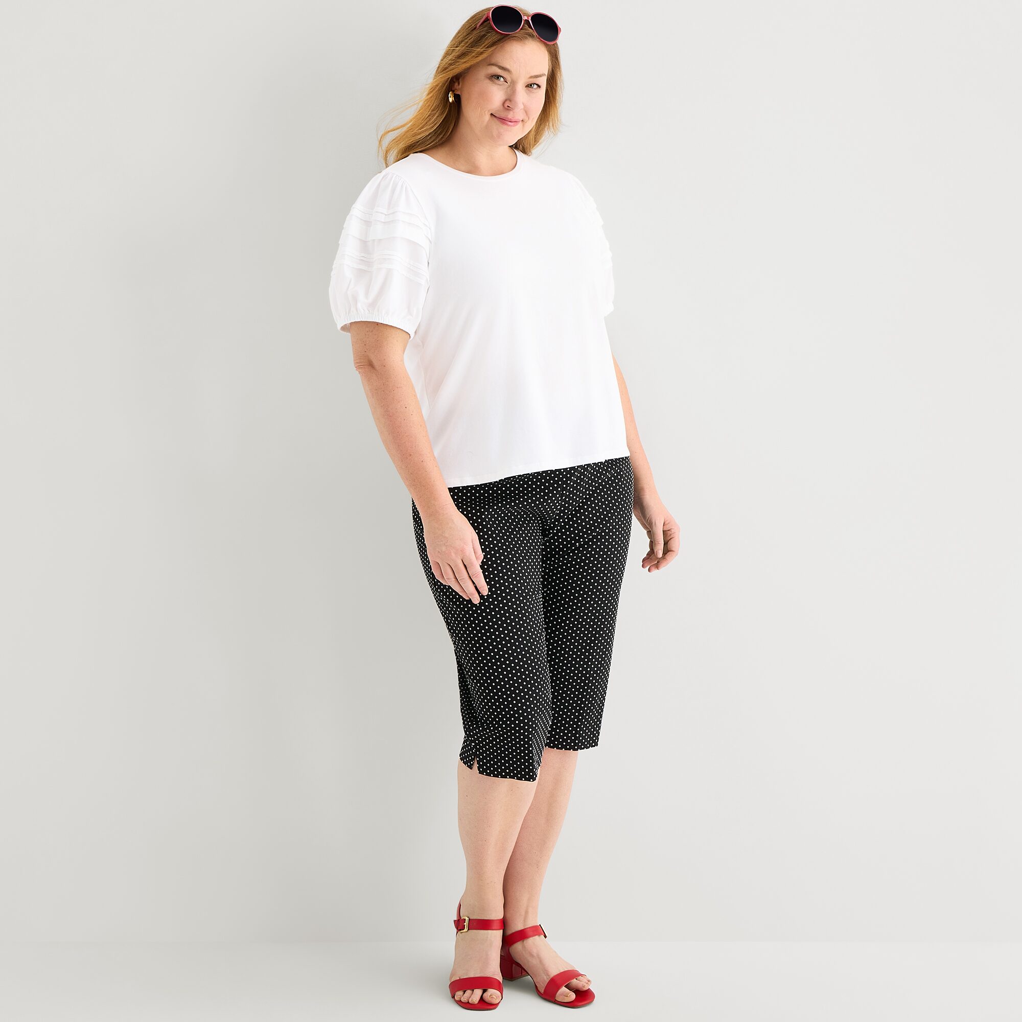 Liz Claiborne Womens Plus Round Neck Short Sleeve Blouse