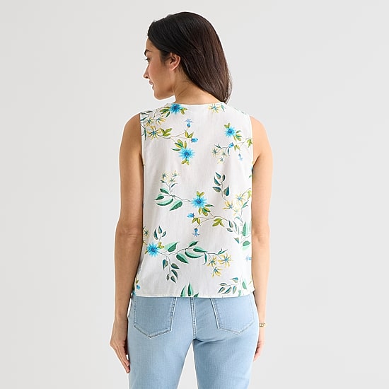 St. John's Bay Womens Tall Round Neck Sleeveless Blouse