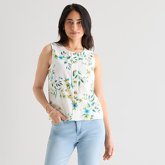 St. John's Bay Womens Tall Round Neck Sleeveless Blouse