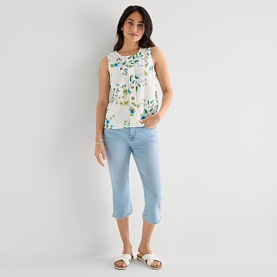 St. John's Bay Womens Tall Round Neck Sleeveless Blouse