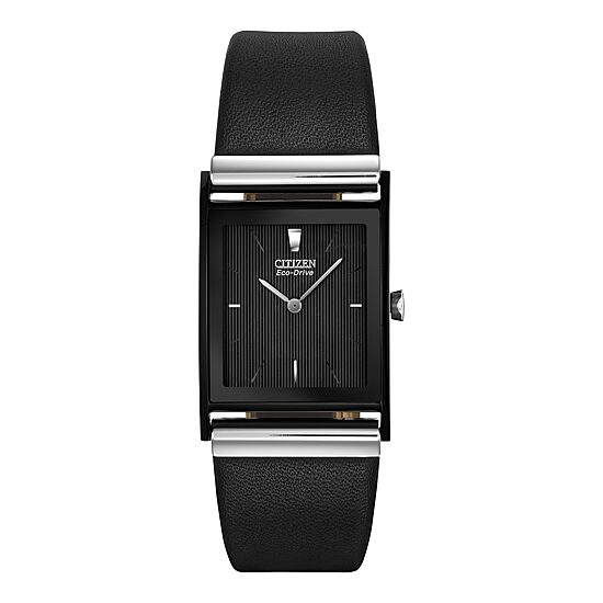 Citizen Axiom Mens Black Leather Strap Watch Bl6005-01e