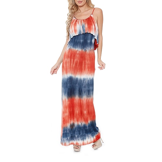 White Mark Kalea Womens Scoop Neck Sleeveless Tie-Dye Maxi Dress