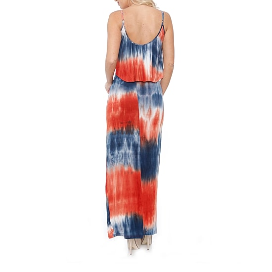 White Mark Kalea Womens Scoop Neck Sleeveless Tie-Dye Maxi Dress