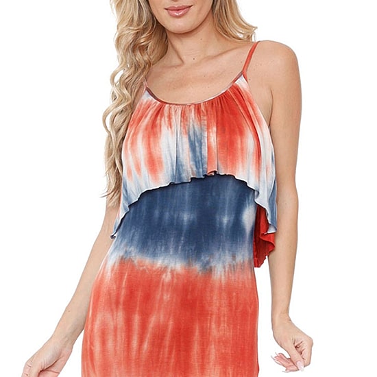 White Mark Kalea Womens Scoop Neck Sleeveless Tie-Dye Maxi Dress