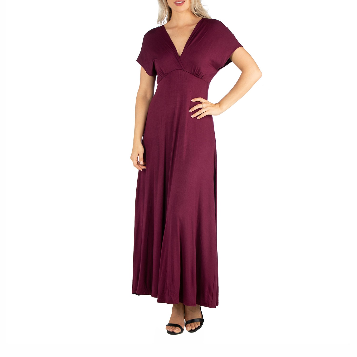 24/7 Comfort Apparel Short Sleeve V Neck Maxi Dress - JCPenney
