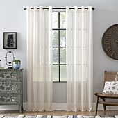 Archaeo Akari Slub Textured Linen Blend Grommet Top Sheer Single Curtain Panel