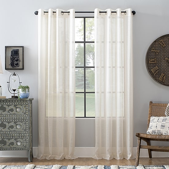 Archaeo Akari Slub Textured Linen Blend Grommet Top Sheer Single Curtain Panel