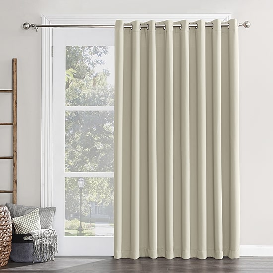 Sun Zero Evan Blackout Grommet Top Single Patio Door Curtain