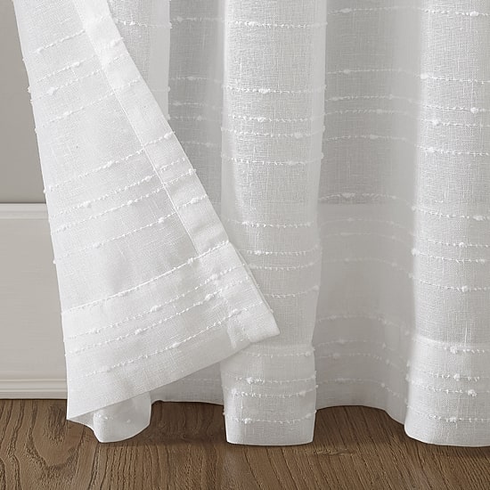 Clean Window Clean Window Textured Slub Stripe Rod Pocket Sheer Single Curtain Panel