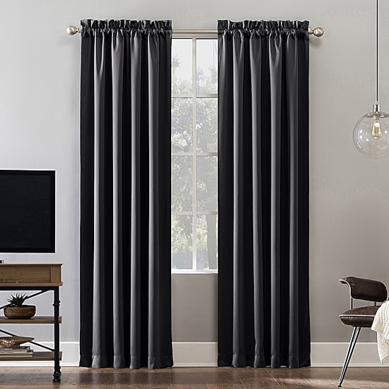 Sun Zero Oslo Rod Pocket Energy Saving 100% Blackout Single Curtain Panel