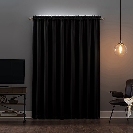 Sun Zero Oslo Rod Pocket Energy Saving 100% Blackout Single Curtain Panel