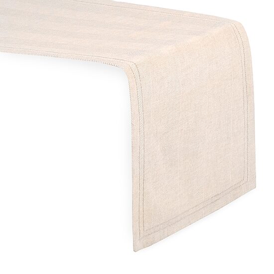 Fieldcrest Luxury Cotton-Linen Herringbone Table Runner
